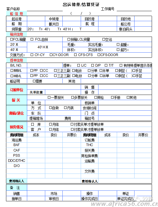 旭洲物流帶來貨代工作常用表格匯總，同行請收好
